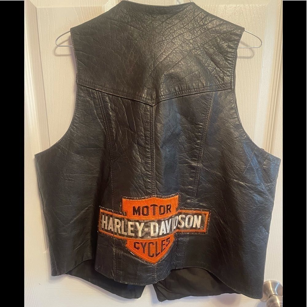 Hudson leather Harley-Davidson vest sz 48
